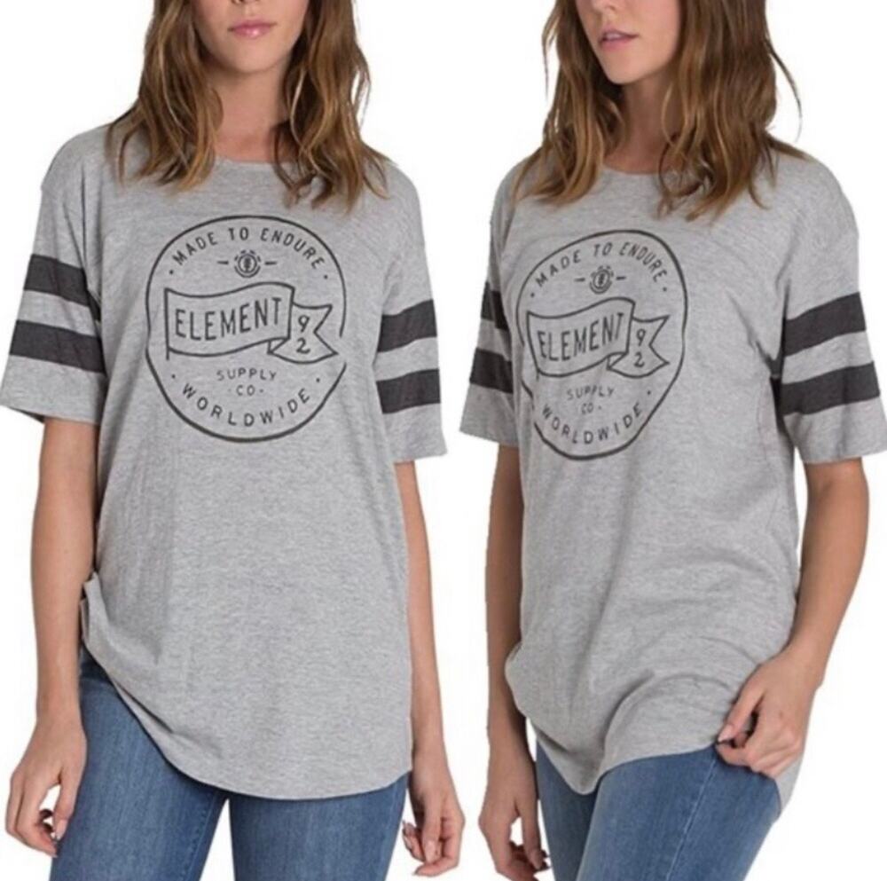 Element Eden Gray and Black Flag Football Varsity T-Shirt Size Small